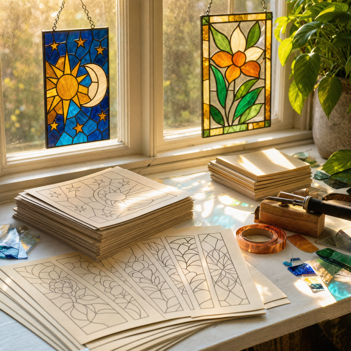 Stained Glass Blueprint — 240 Printable Patterns
